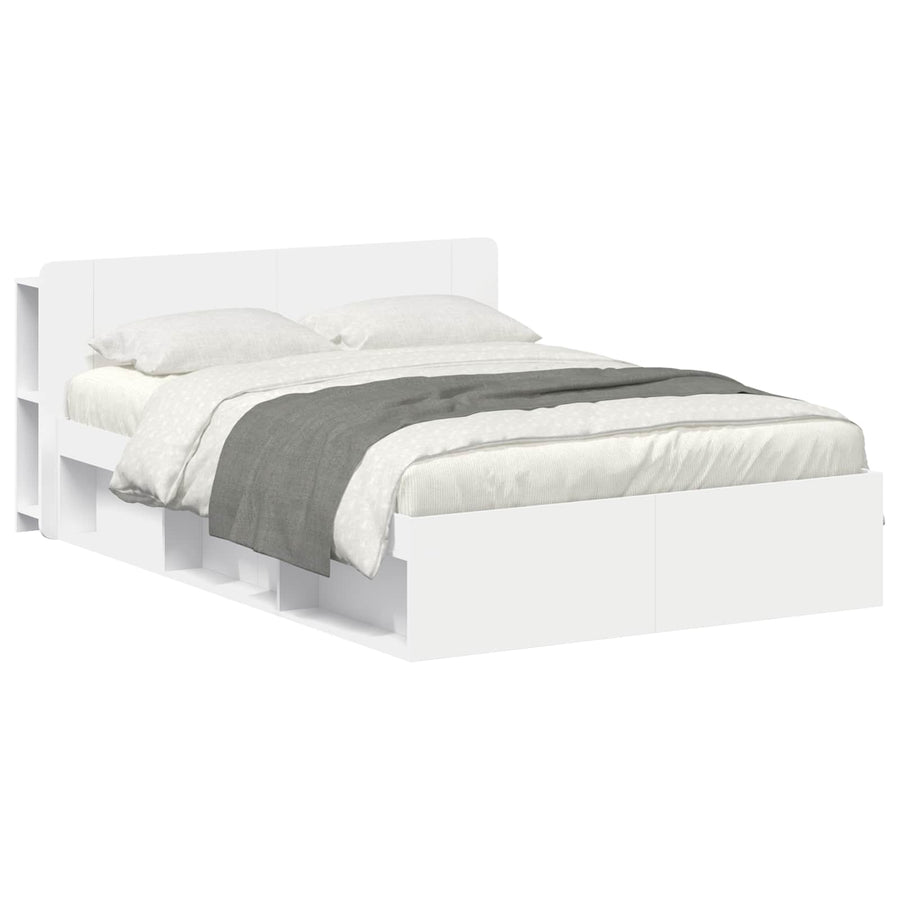 Bedframe met opslag Wit 160 x 200 cm Bewerkt hout