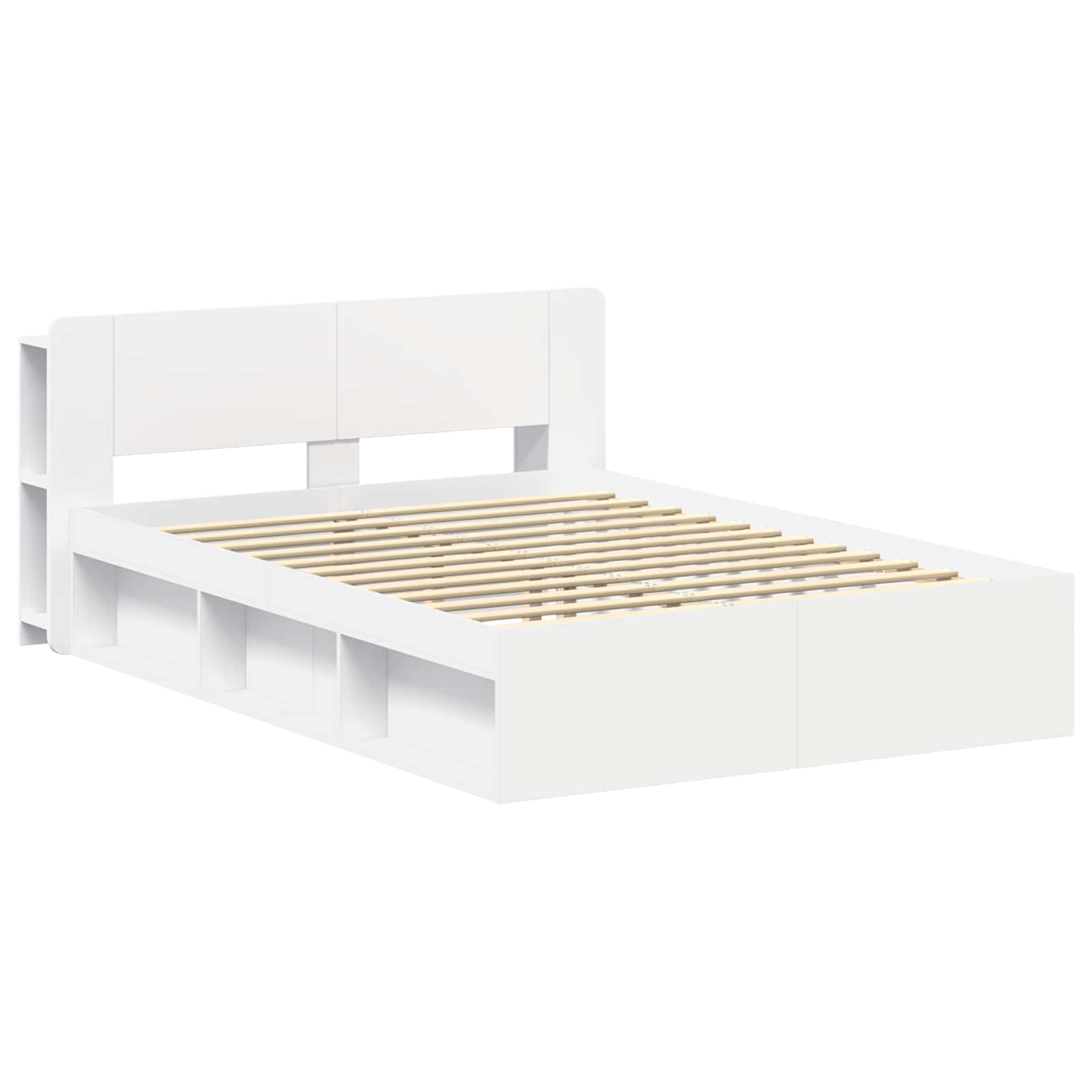 Bedframe met opslag Wit 160 x 200 cm Bewerkt hout