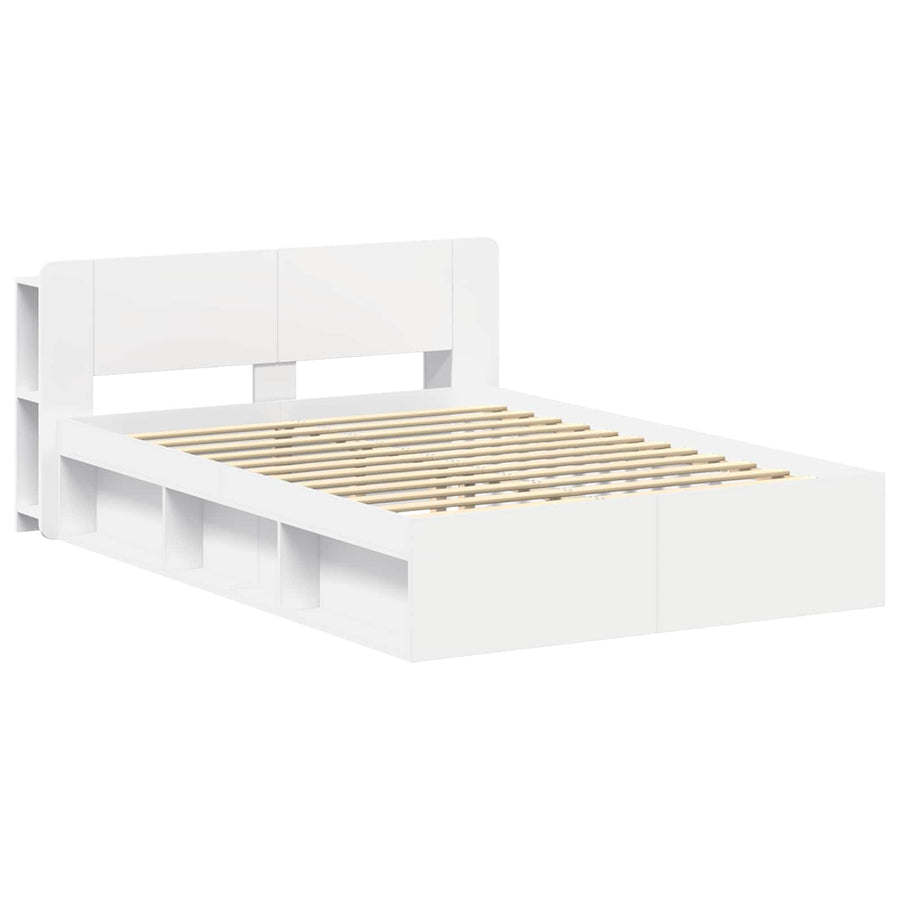 Bedframe met opslag Wit 160 x 200 cm Bewerkt hout
