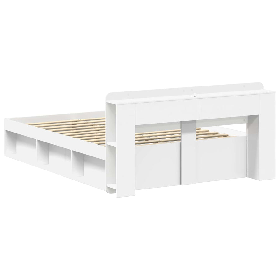 Bedframe met opslag Wit 160 x 200 cm Bewerkt hout