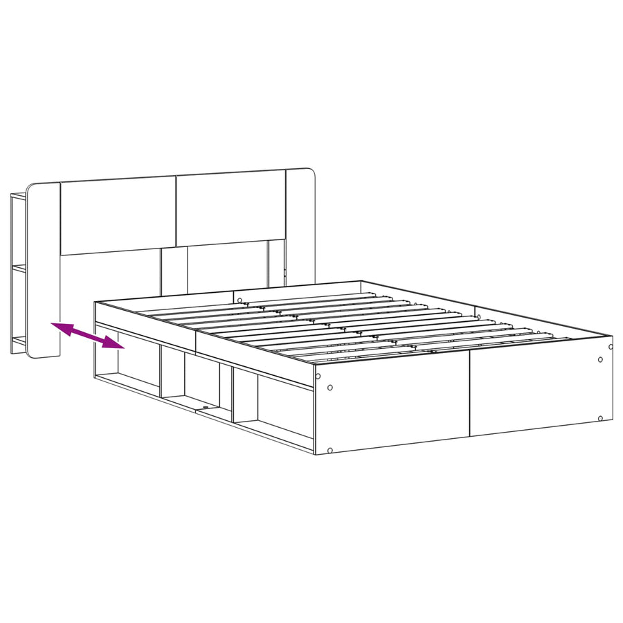Bedframe met opslag Wit 160 x 200 cm Bewerkt hout