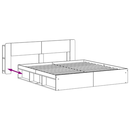 Bedframe met opslag Wit 180 x 200 cm Bewerkt hout