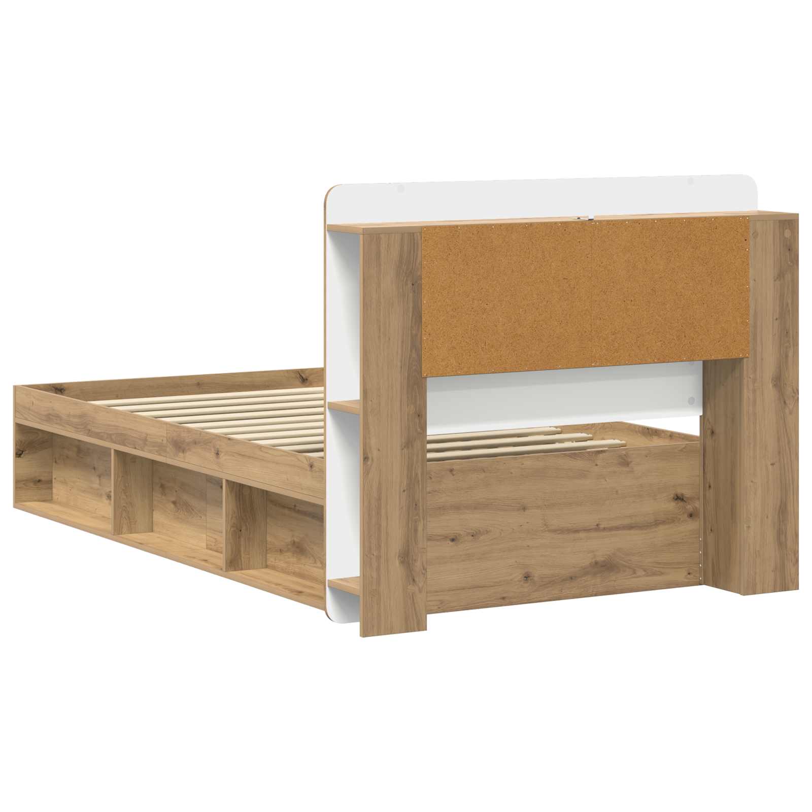 Bedframe met opslag Artisanaal eiken 75 x 190 cm Bewerkt hout
