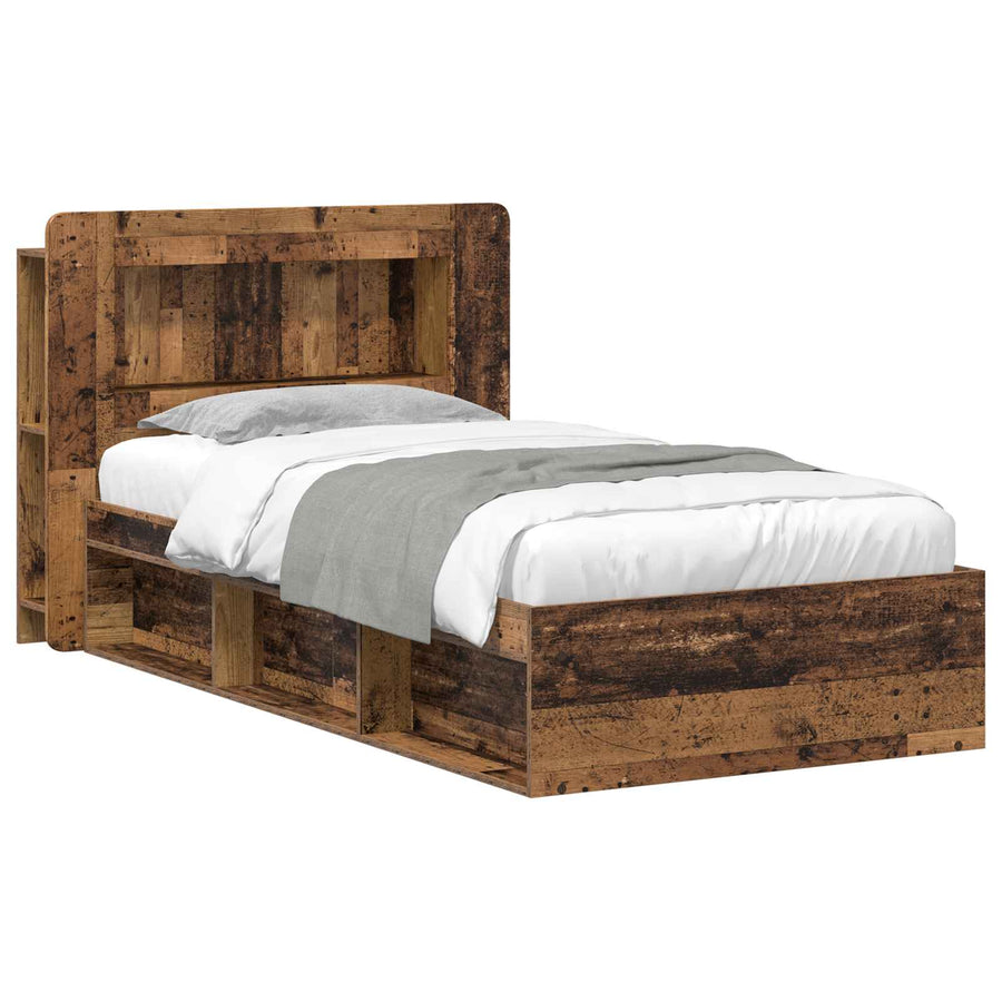 Bedframe met opslag Oud hout 75 x 190 cm Bewerkt hout