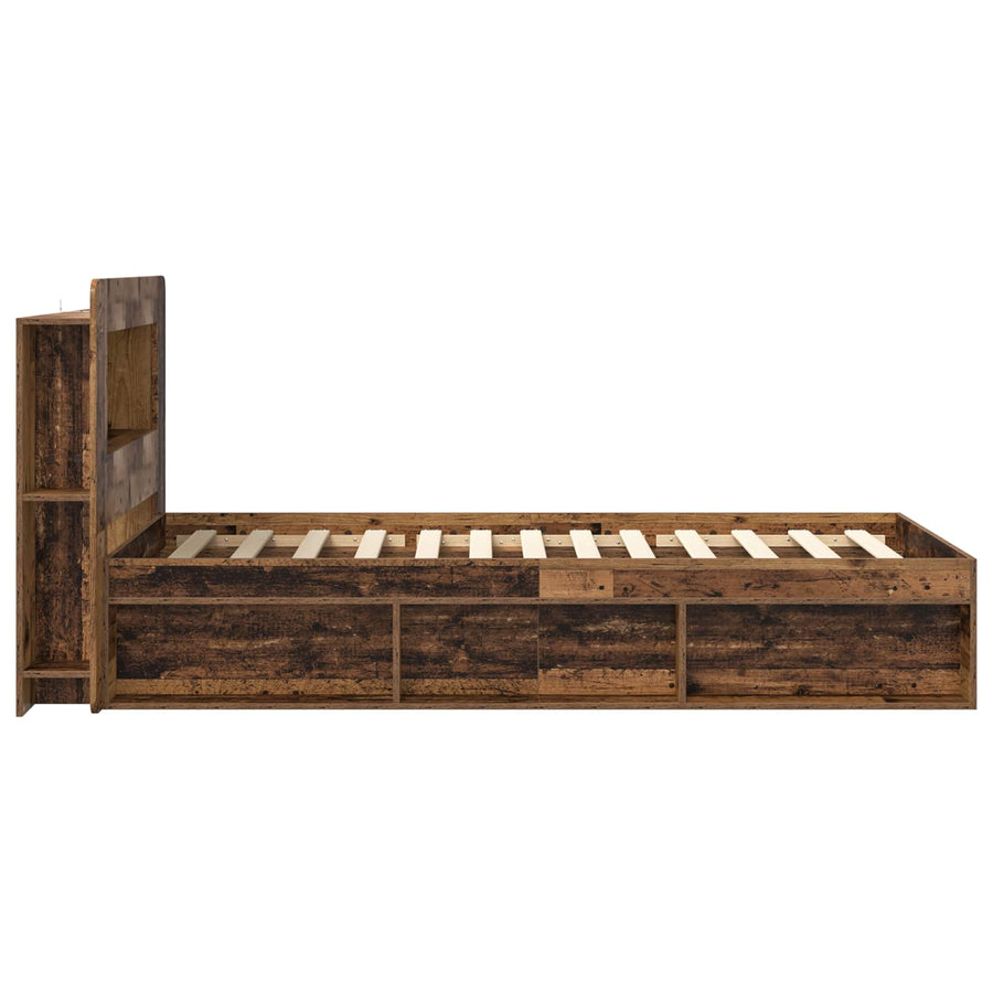 Bedframe met opslag Oud hout 75 x 190 cm Bewerkt hout