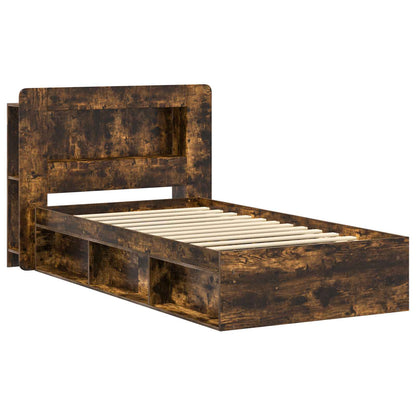 Bedframe met opslag Gerookt eiken 75 x 190 cm Bewerkt hout