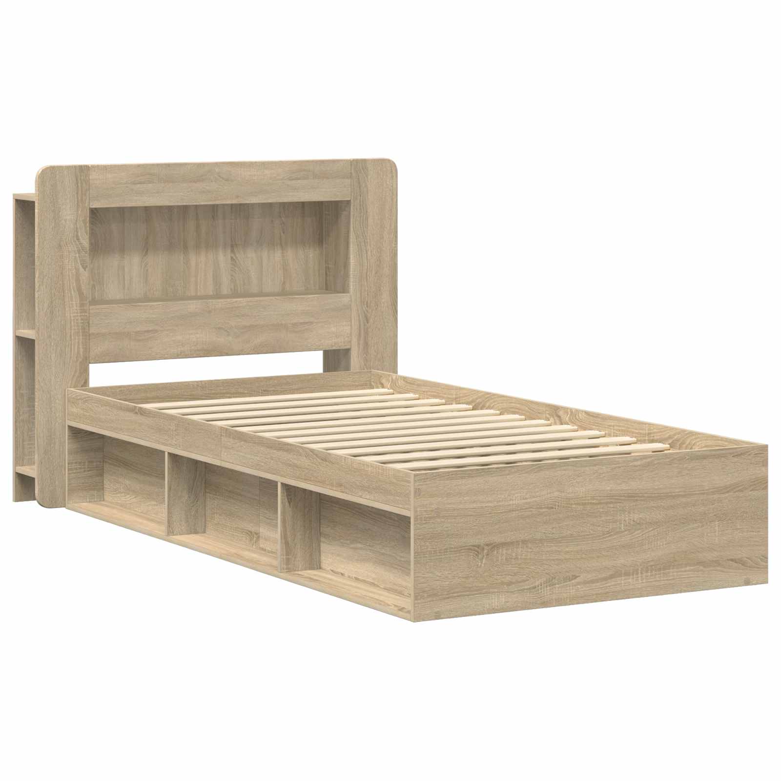 Bedframe met opslag Sonoma Eiken 75 x 190 cm Bewerkt hout