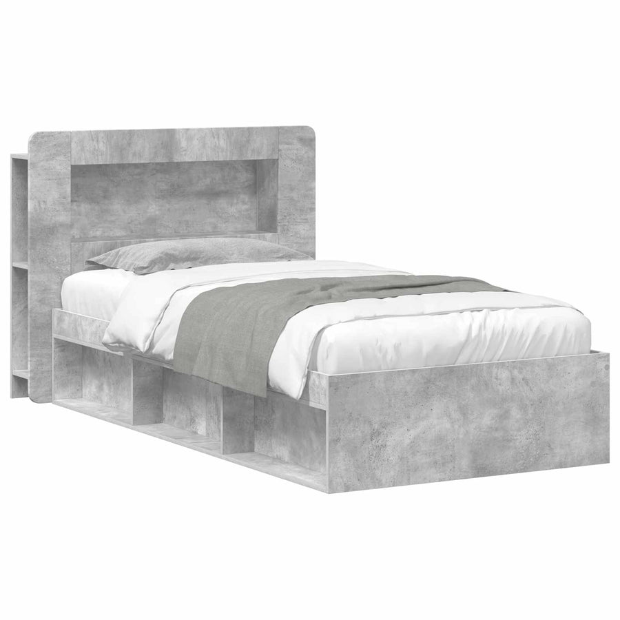 Bedframe met opslag Betongrijs 80 x 200 cm Bewerkt hout