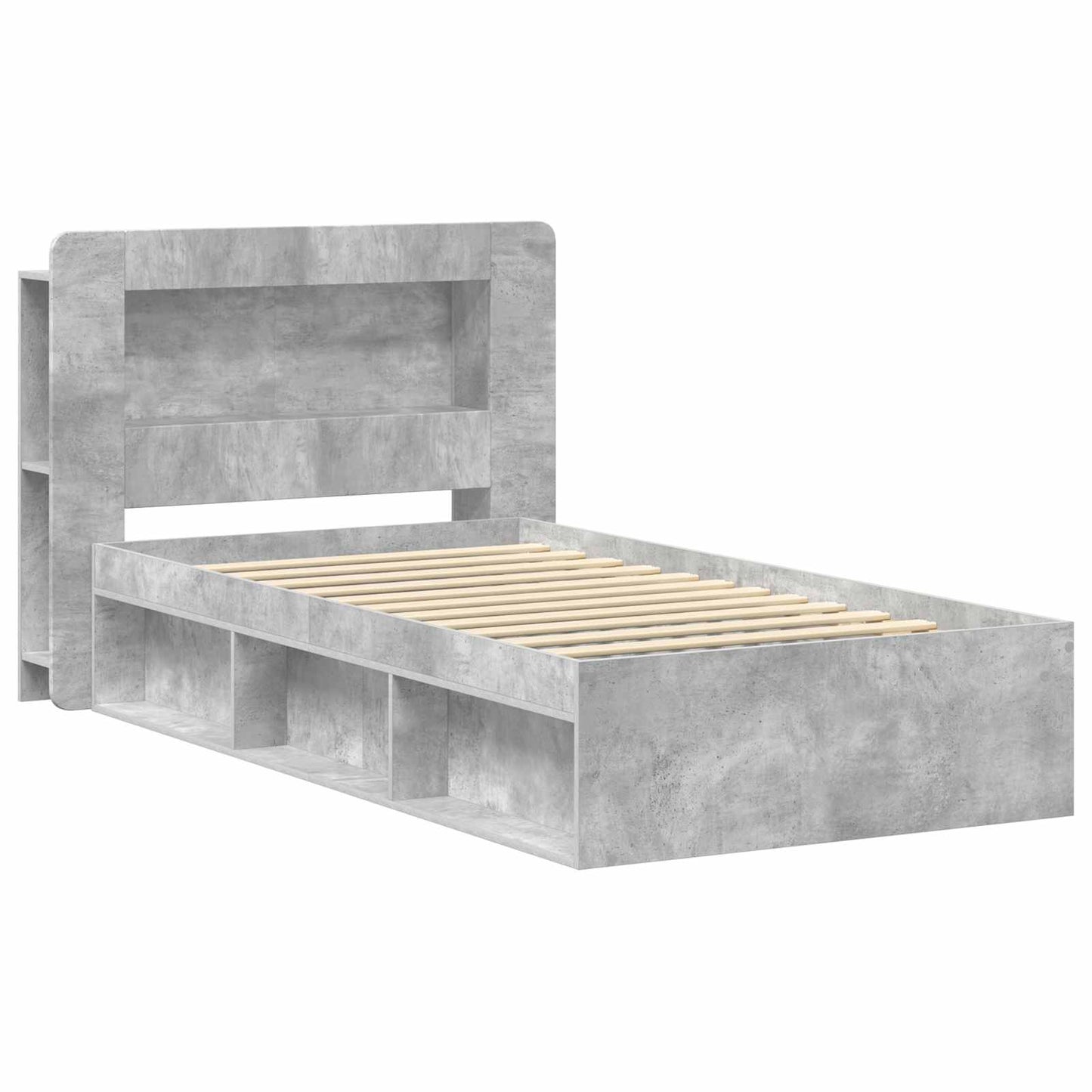 Bedframe met opslag Betongrijs 80 x 200 cm Bewerkt hout