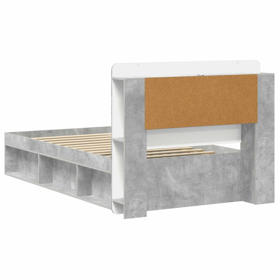 Bedframe met opslag Betongrijs 80 x 200 cm Bewerkt hout