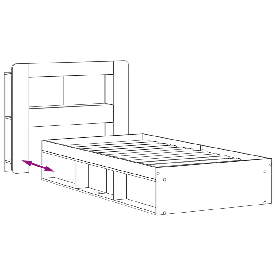 Bedframe met opslag Betongrijs 80 x 200 cm Bewerkt hout