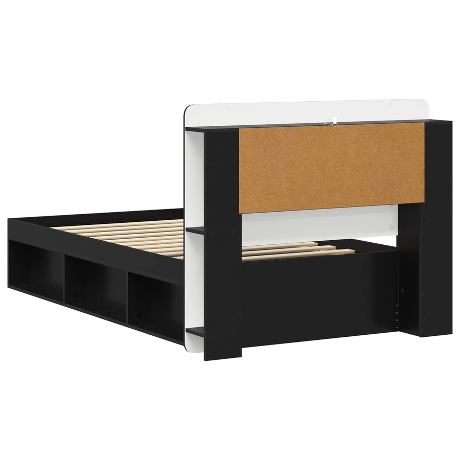 Bedframe met opslag Zwart 90 x 190 cm Bewerkt hout