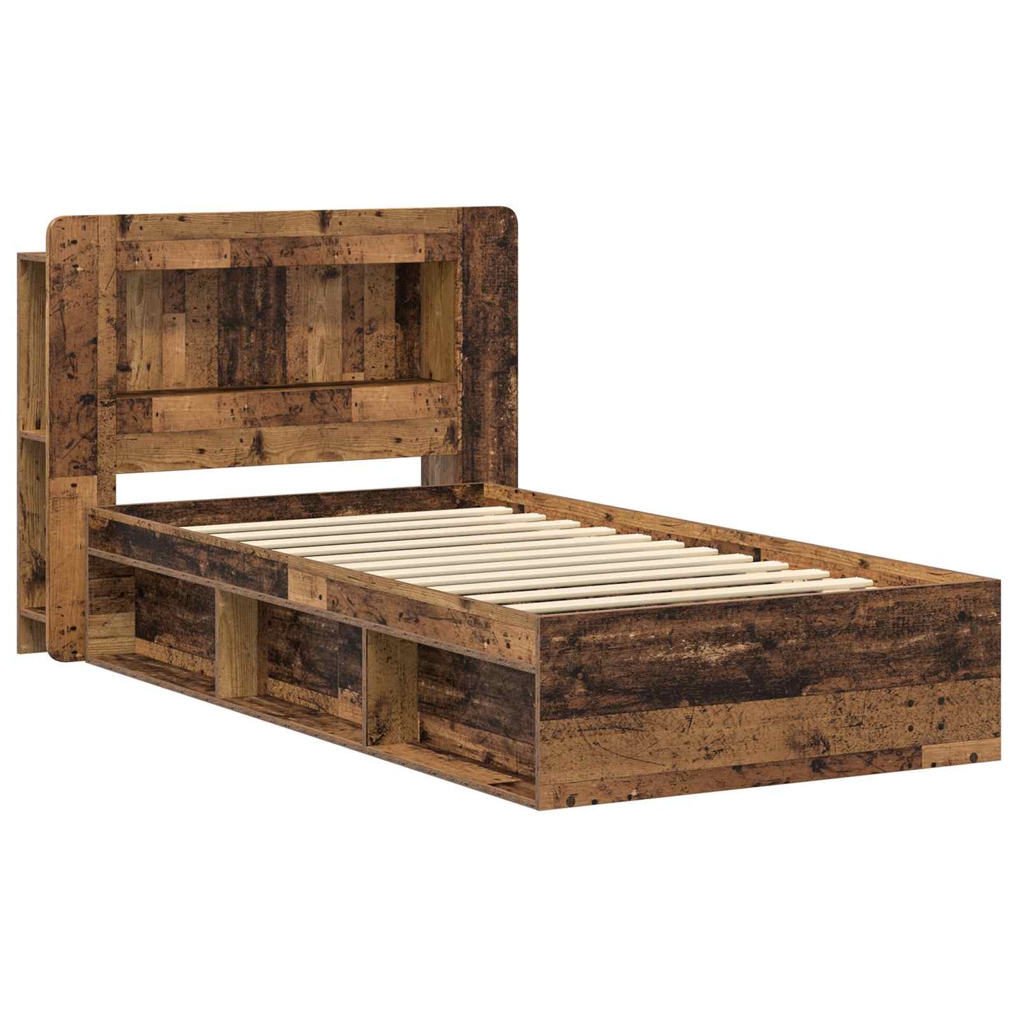 Bedframe met opslag Oud hout 90 x 190 cm Bewerkt hout