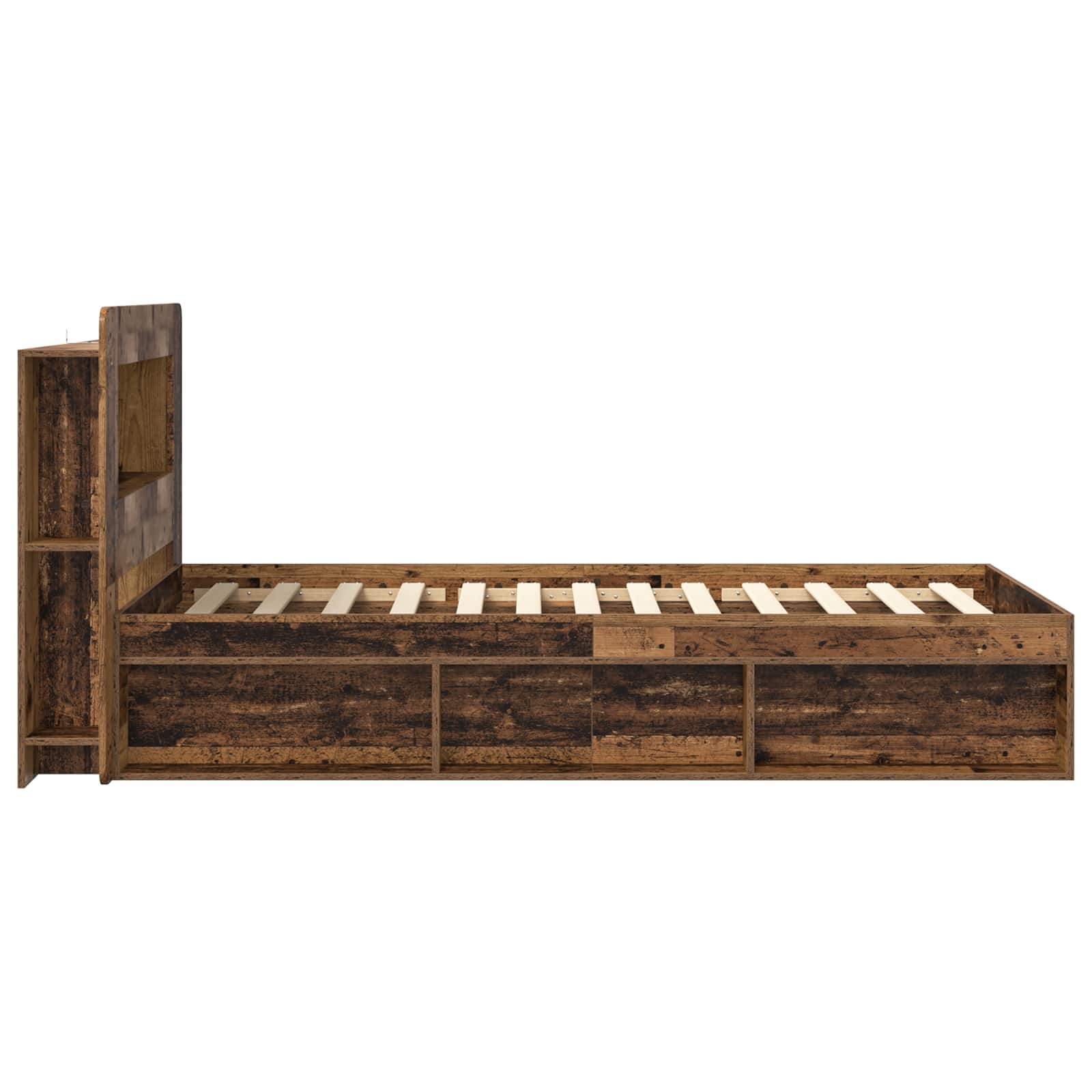Bedframe met opslag Oud hout 90 x 190 cm Bewerkt hout