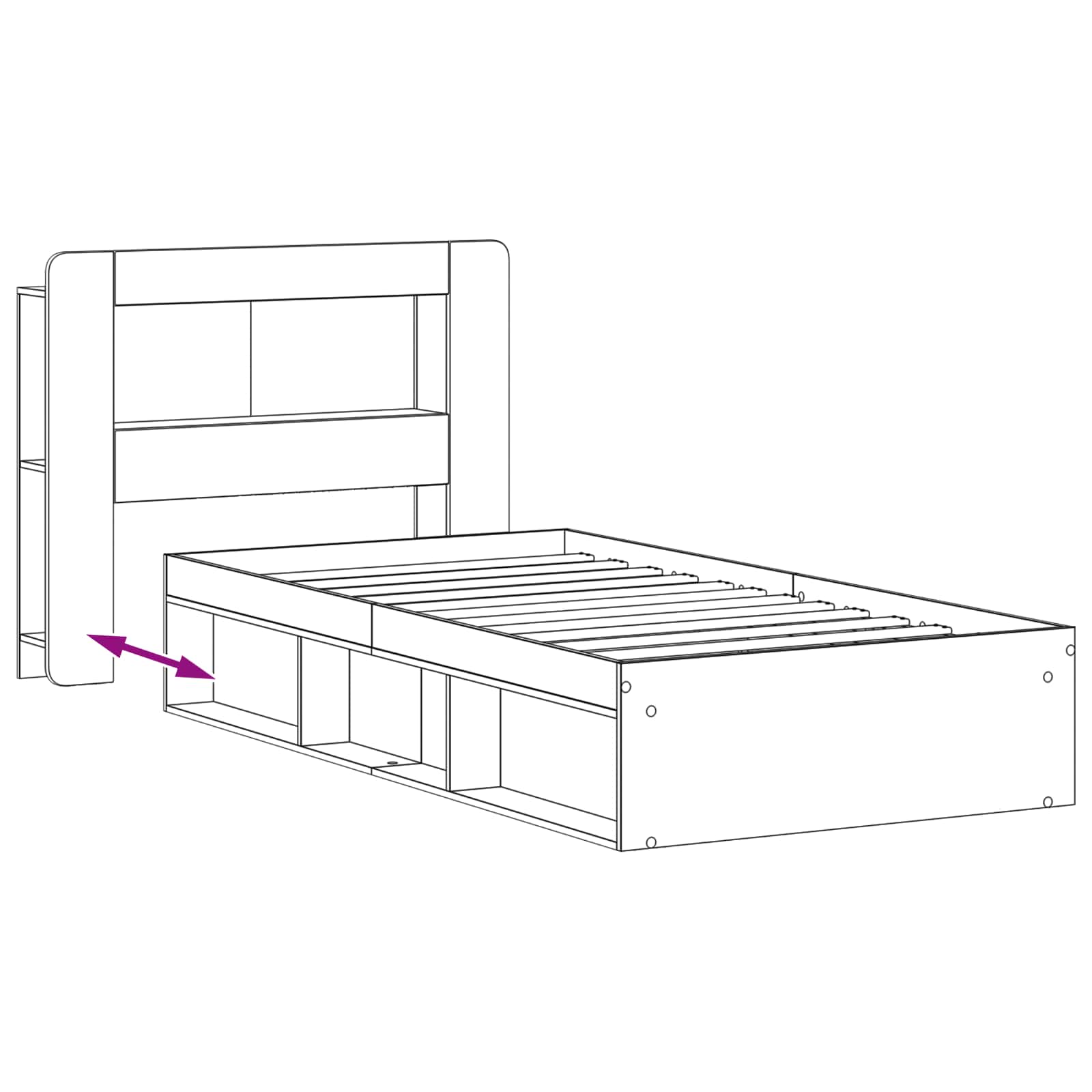 Bedframe met opslag Gerookt eiken 90 x 190 cm Bewerkt hout