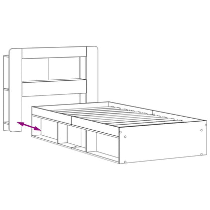 Bedframe met opslag Gerookt eiken 90 x 190 cm Bewerkt hout