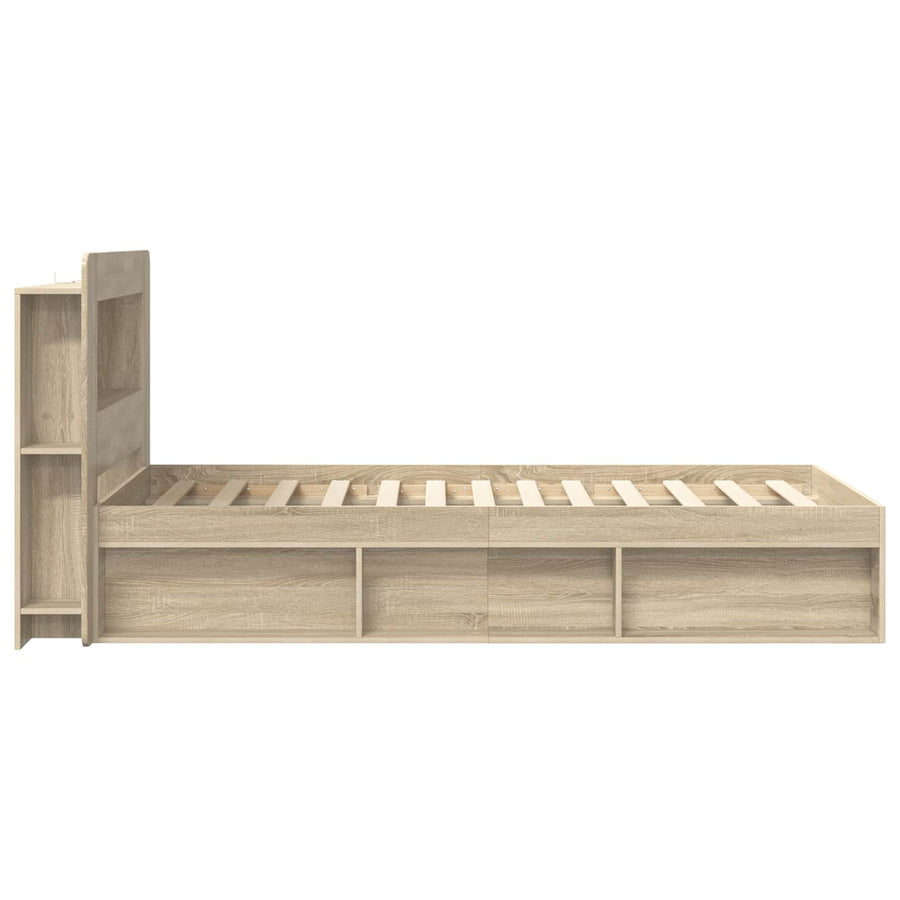 Bedframe met opslag Sonoma Eiken 90 x 190 cm Bewerkt hout
