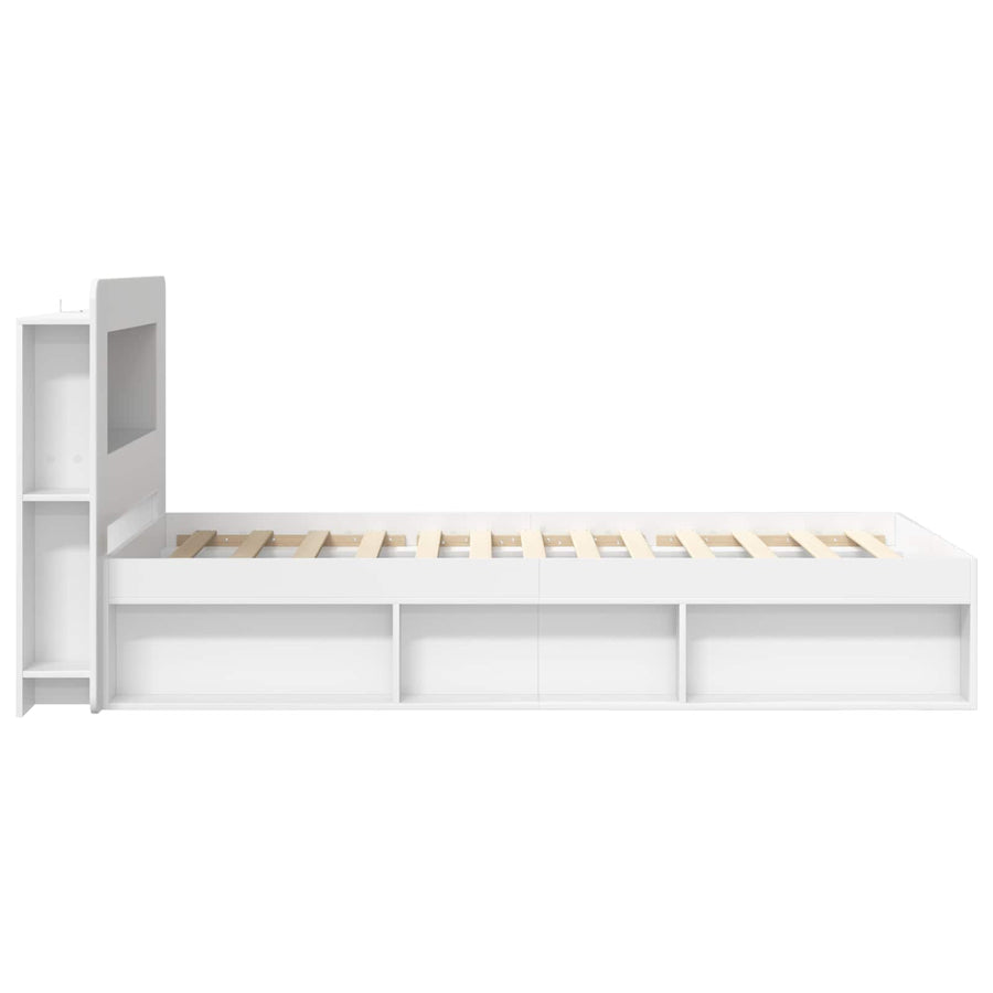 Bedframe met opslag met hoofdeinde Wit 90 x 190 cm Bewerkt hout
