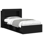 Bed frame with storage Black 100 x 200 cm Engineered wood