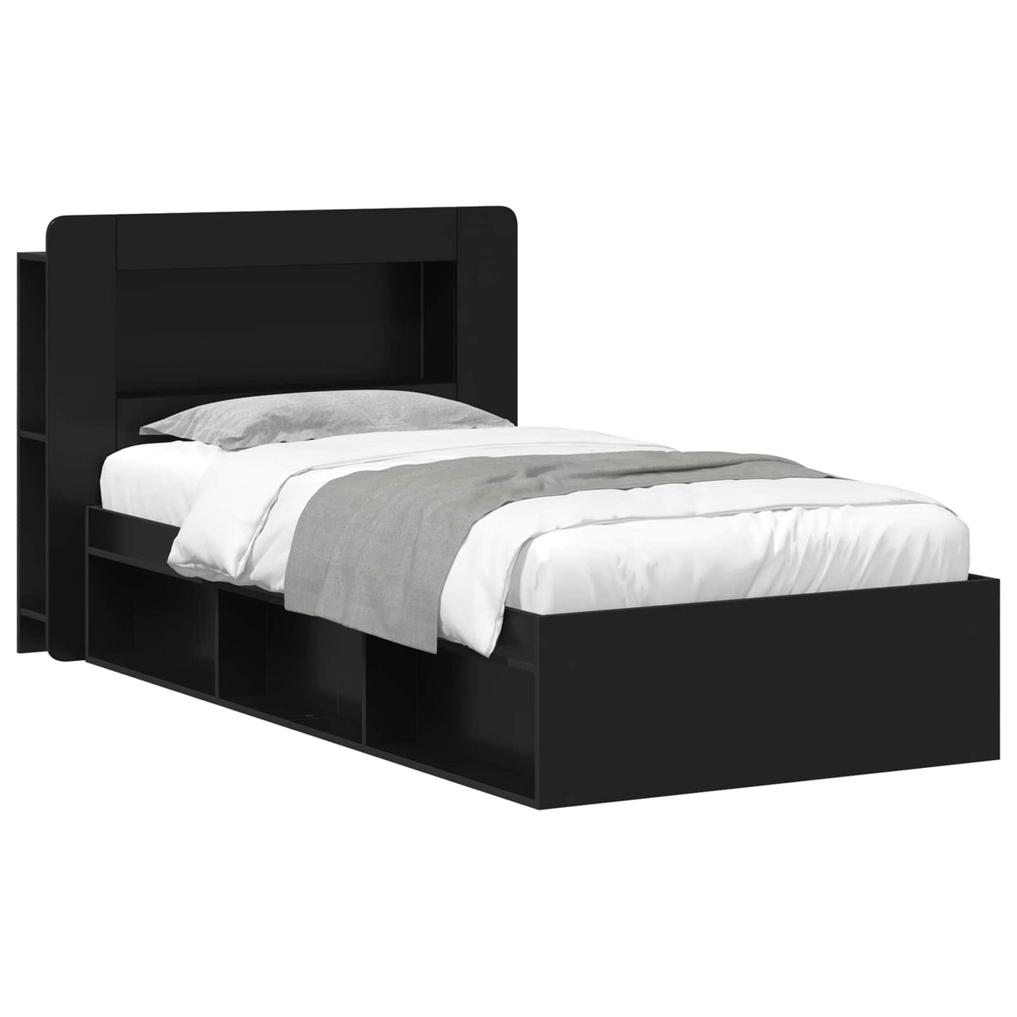 Bedframe met opslag Zwart 100 x 200 cm Bewerkt hout