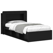 Bedframe 100x200 cm zwart bewerkt hout met opslag