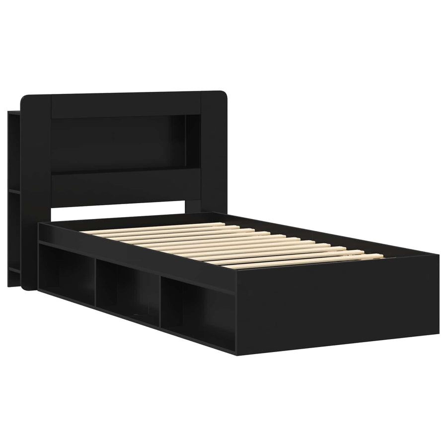Bedframe met opslag Zwart 100 x 200 cm Bewerkt hout