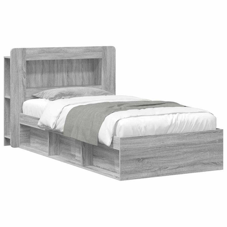 Bedframe met opslag Grijs Sonoma 100 x 200 cm Bewerkt hout