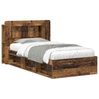 Bedframe 100x200 cm bewerkt hout met opbergruimte