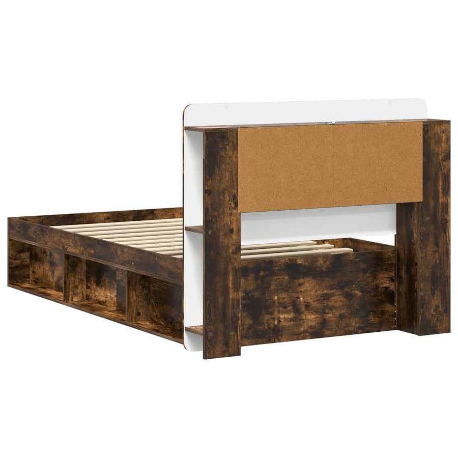 Bedframe met opslag Gerookt eiken 100 x 200 cm Bewerkt hout