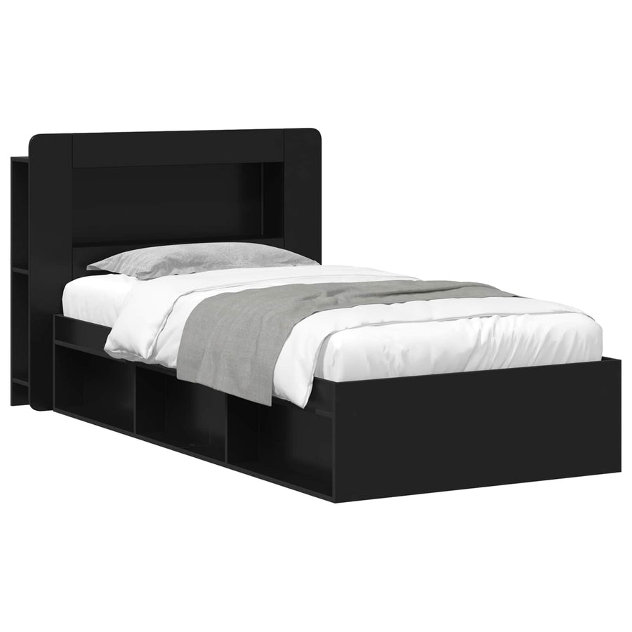 Bedframe met opslag Zwart 90 x 200 cm Bewerkt hout
