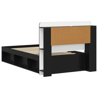 Bedframe met opslag Zwart 90 x 200 cm Bewerkt hout