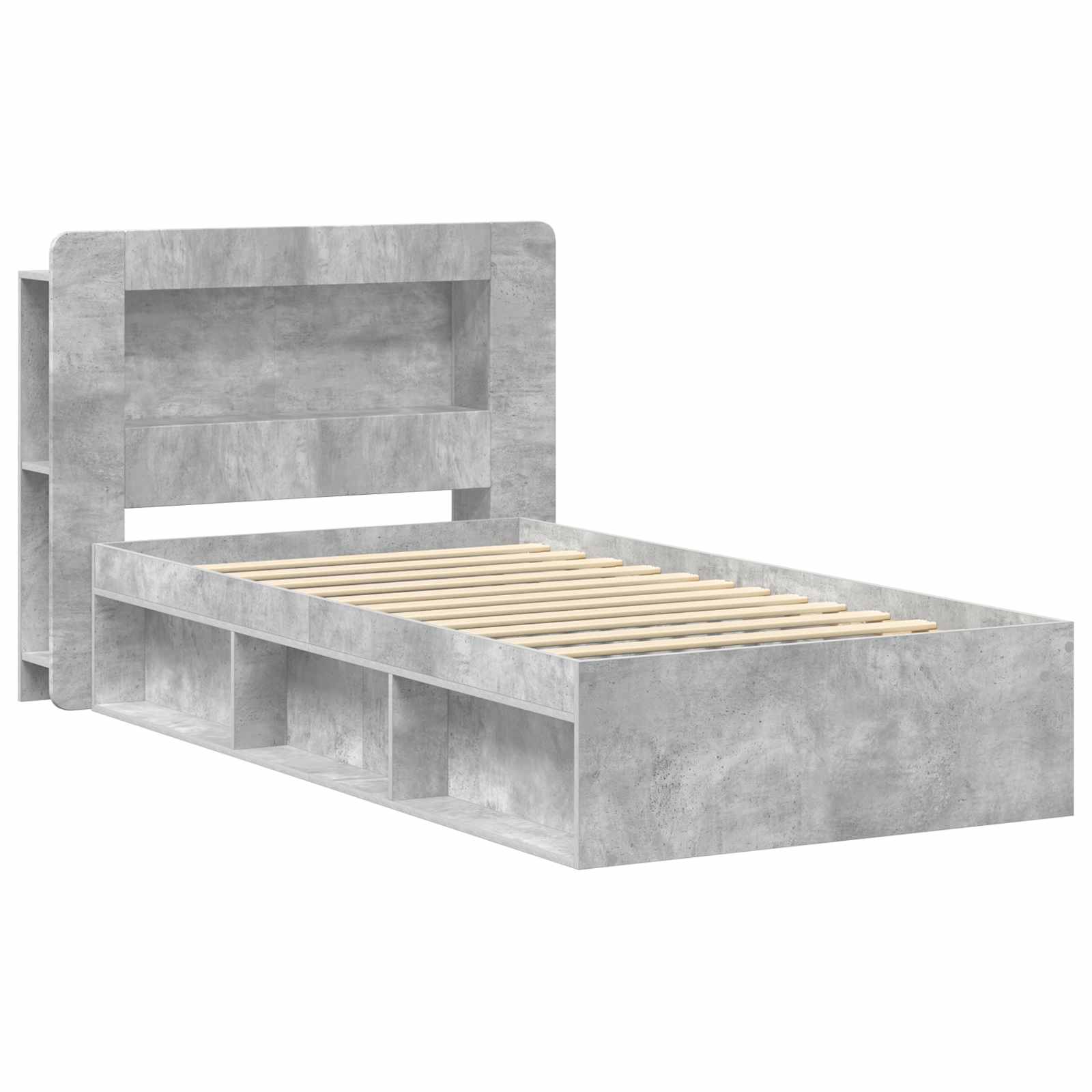 Bedframe met opslag Betongrijs 90 x 200 cm Bewerkt hout