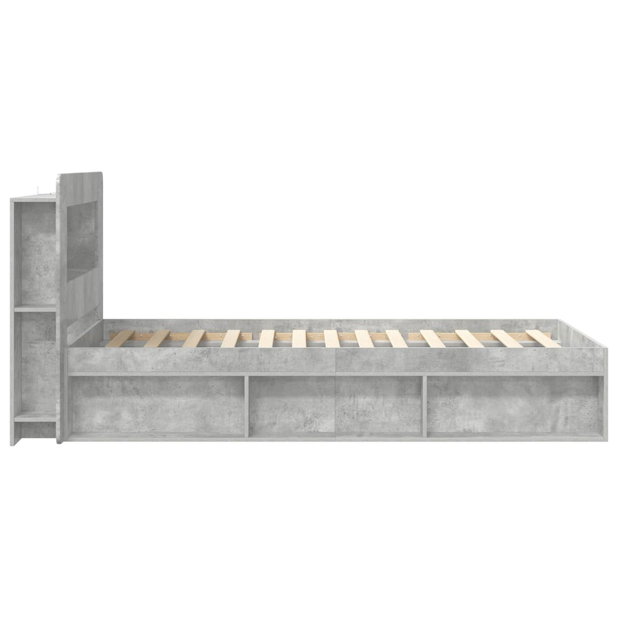 Bedframe met opslag Betongrijs 90 x 200 cm Bewerkt hout