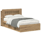 Bedframe 120x190 cm bewerkt hout Artisanaal eiken