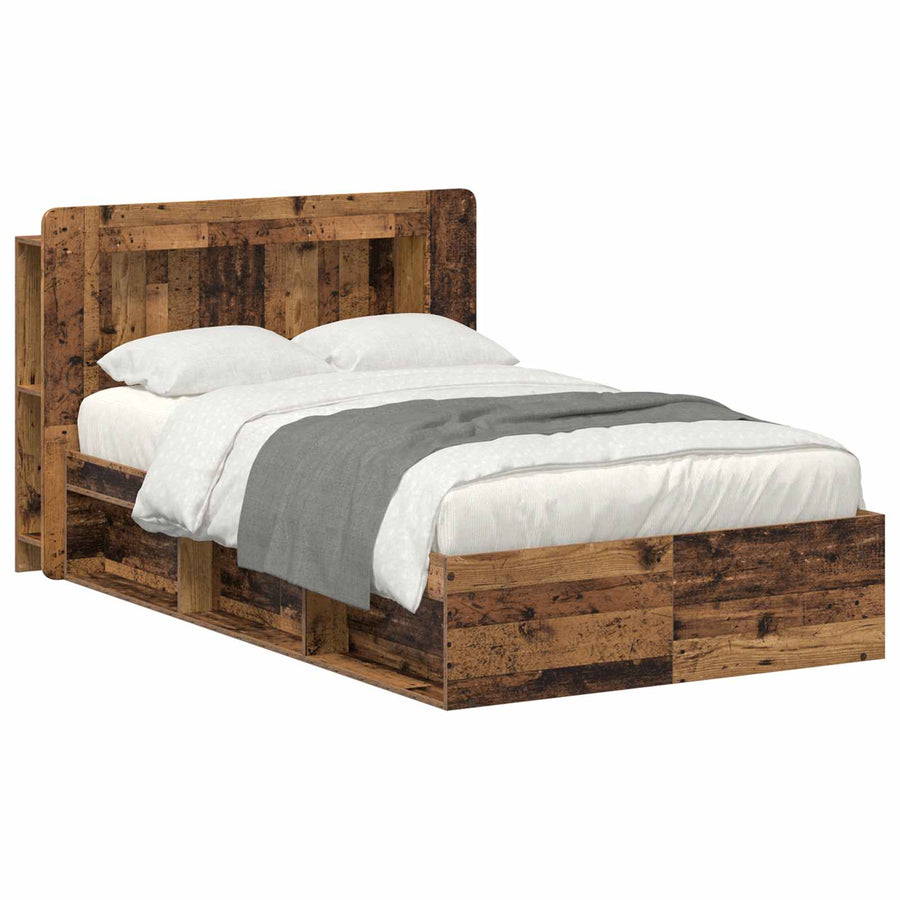 Bedframe met opslag Oud hout 120 x 190 cm Bewerkt hout