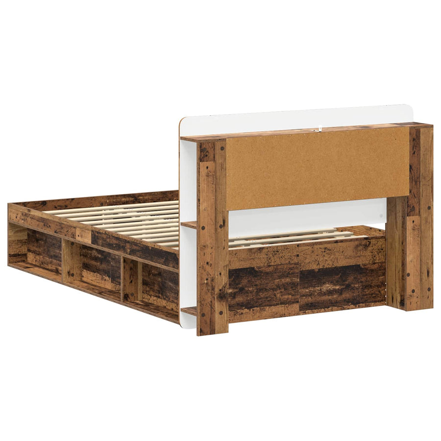 Bedframe met opslag Oud hout 120 x 190 cm Bewerkt hout