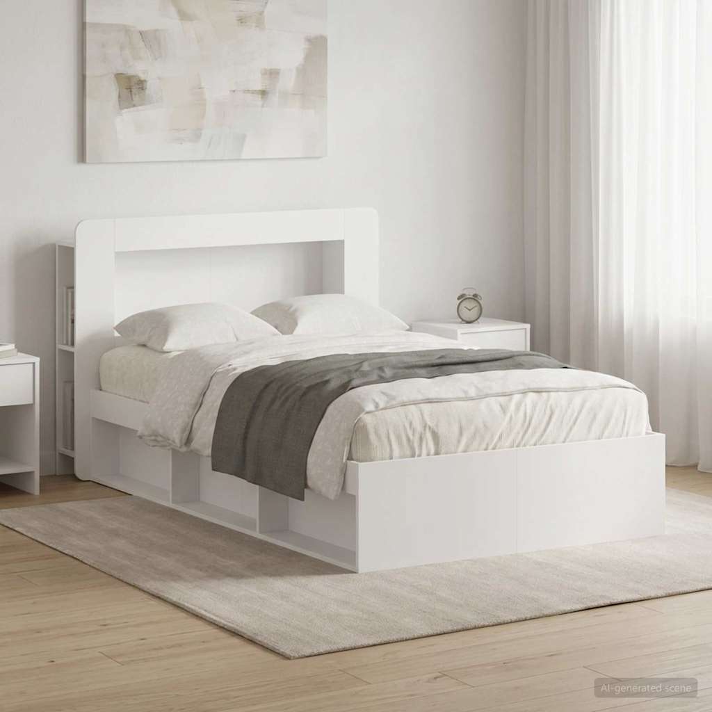 Bedframe met opslag Wit 120 x 190 cm Bewerkt hout