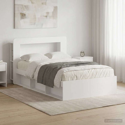 Bedframe met opslag Wit 120 x 190 cm Bewerkt hout