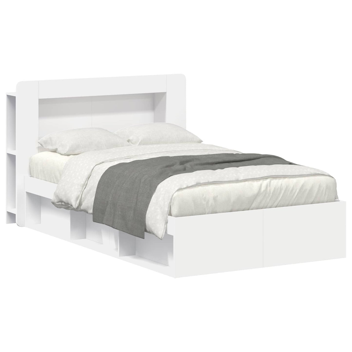 Bedframe met opslag Wit 120 x 190 cm Bewerkt hout