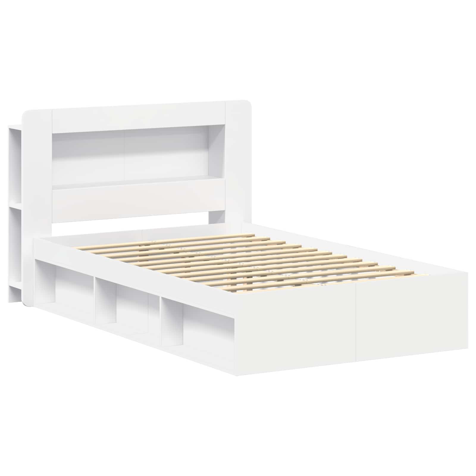 Bedframe met opslag Wit 120 x 190 cm Bewerkt hout