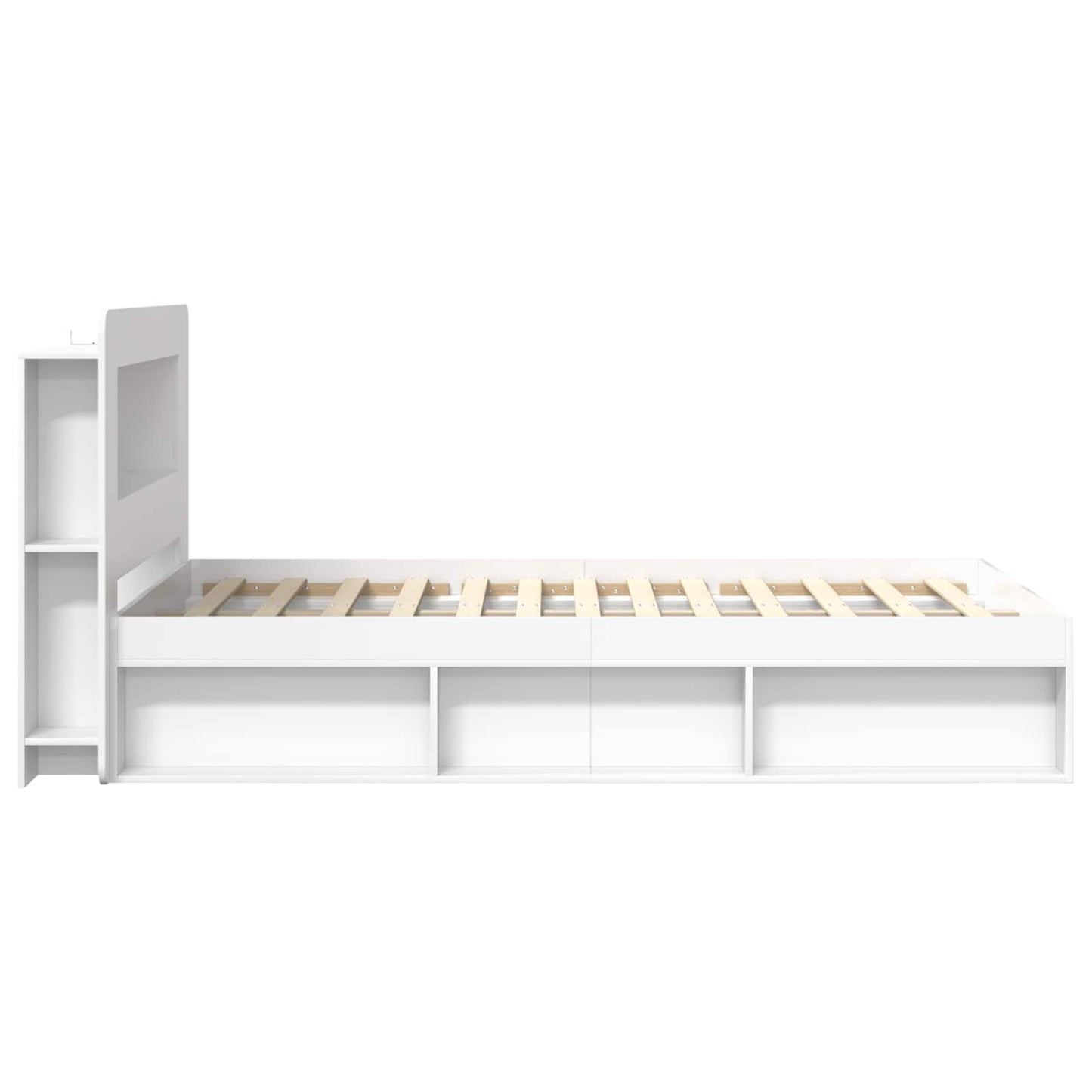 Bedframe met opslag Wit 120 x 190 cm Bewerkt hout