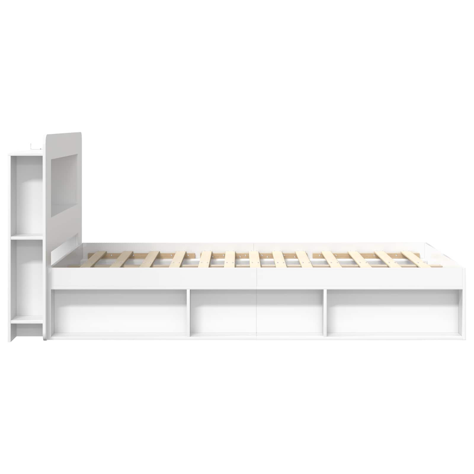Bedframe met opslag Wit 120 x 190 cm Bewerkt hout
