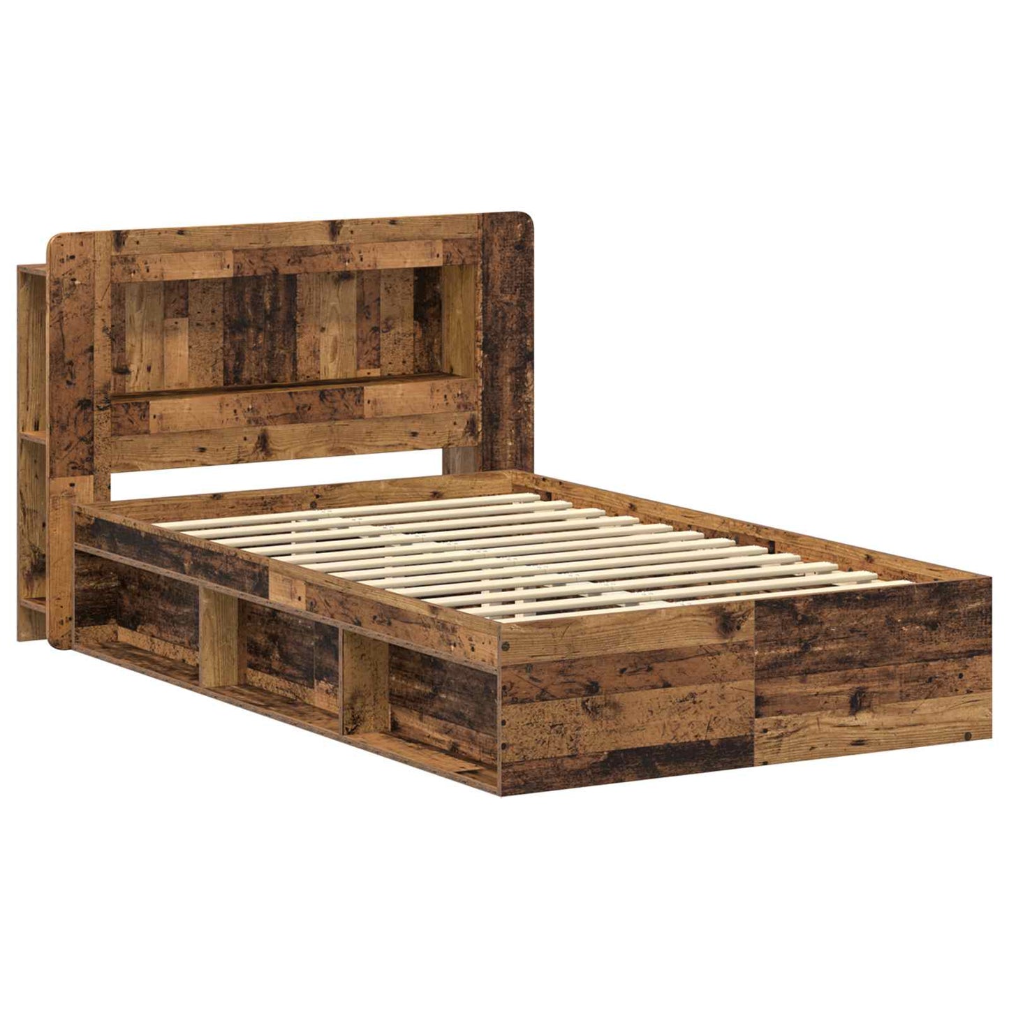 Bedframe met opslag Oud hout 120 x 200 cm Bewerkt hout