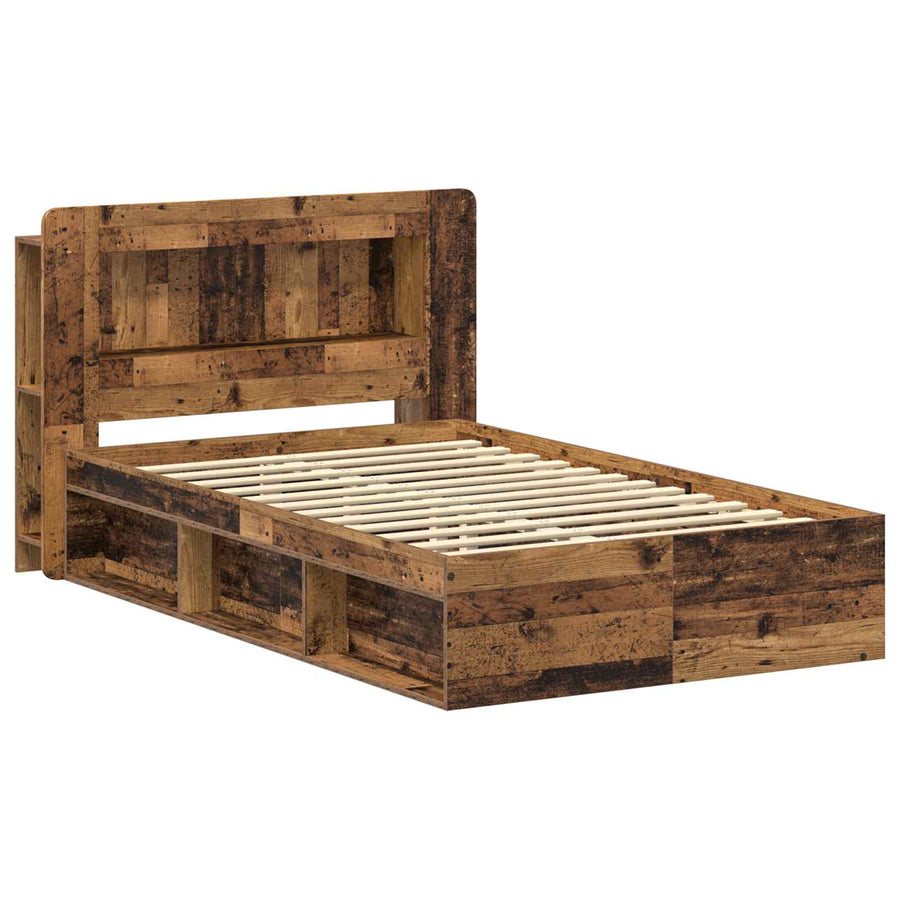 Bedframe met opslag Oud hout 120 x 200 cm Bewerkt hout