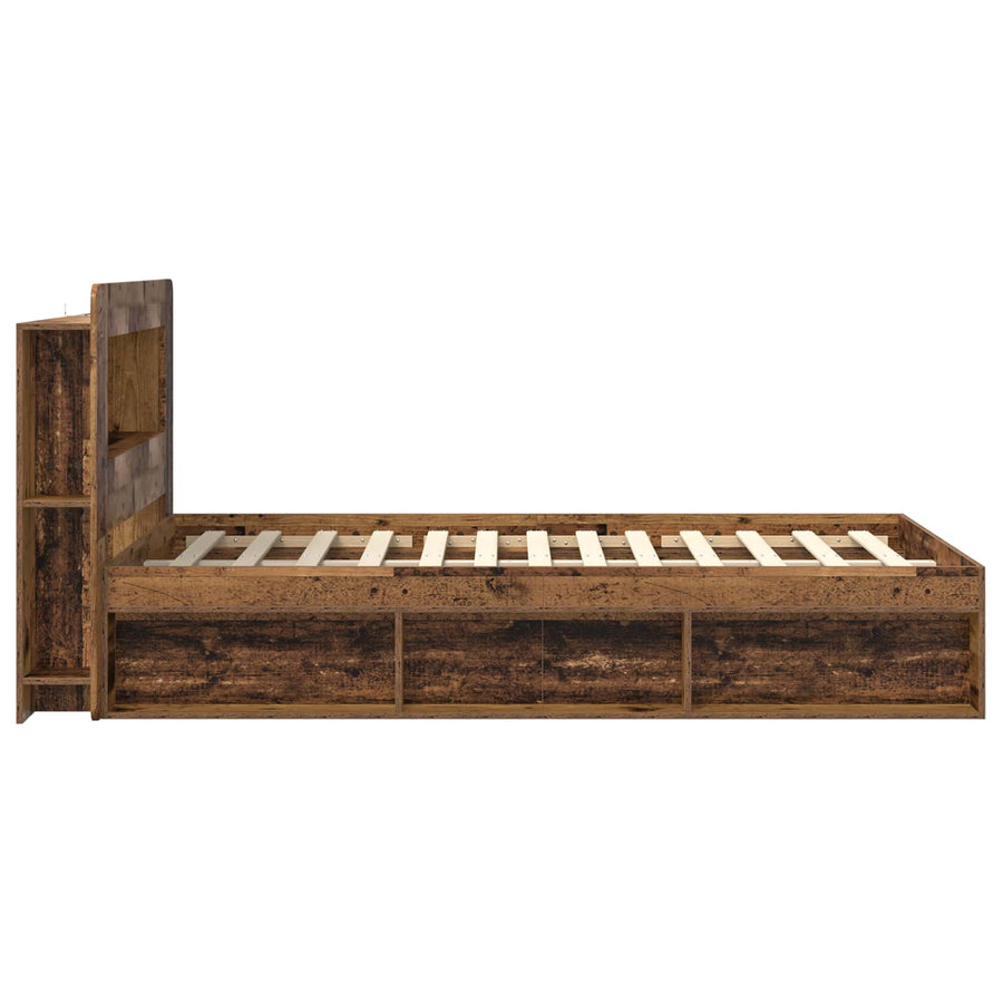 Bedframe met opslag Oud hout 120 x 200 cm Bewerkt hout