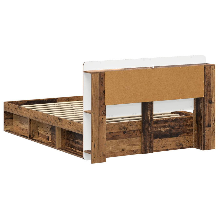 Bedframe met opslag Oud hout 135 x 190 cm Bewerkt hout
