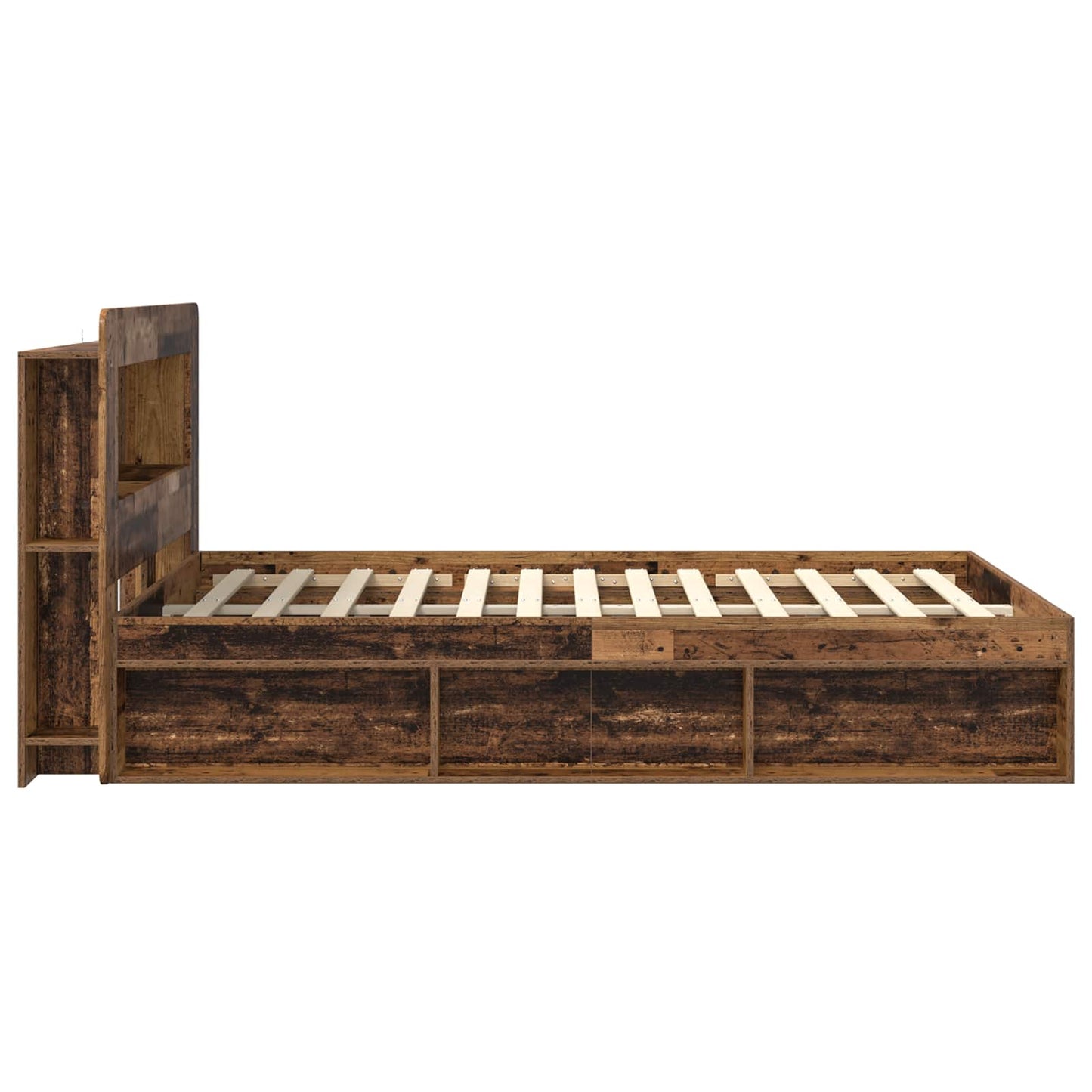 Bedframe met opslag Oud hout 135 x 190 cm Bewerkt hout