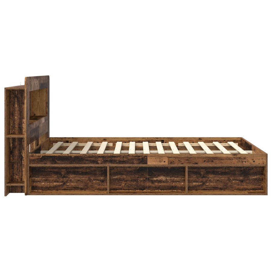 Bedframe met opslag Oud hout 135 x 190 cm Bewerkt hout
