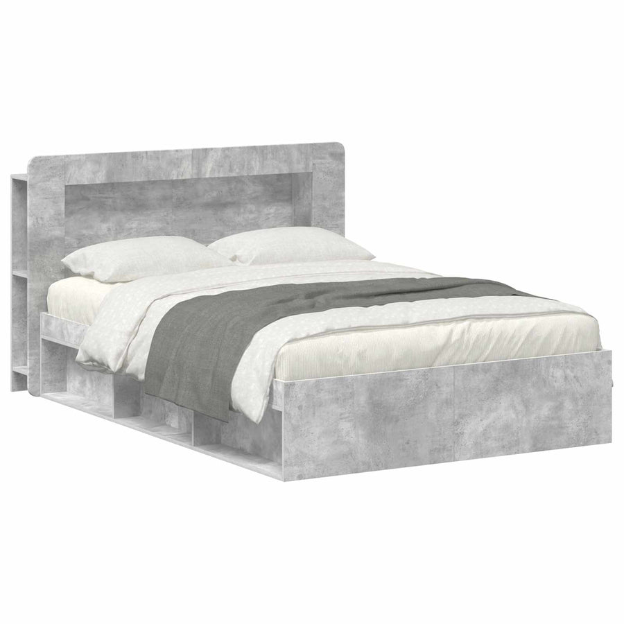 Bedframe met opslag Betongrijs 140 x 190 cm Bewerkt hout