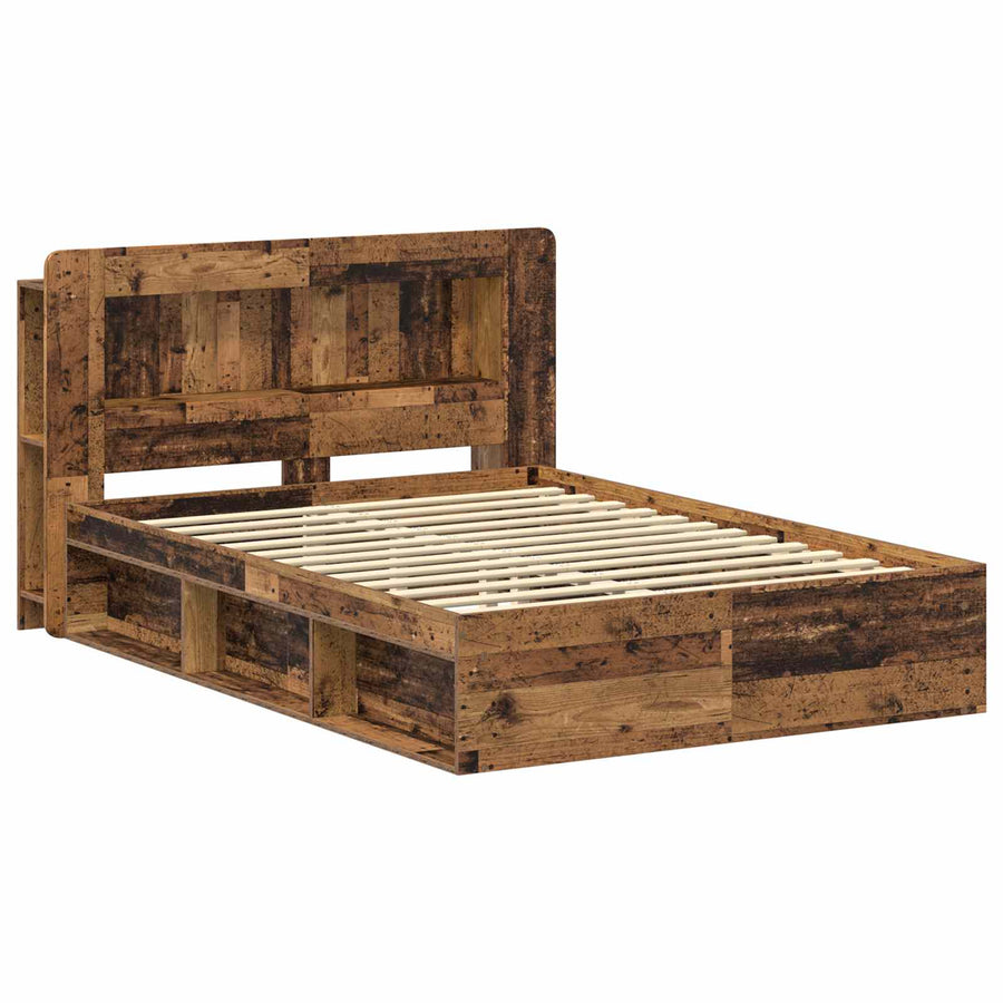 Bedframe met opslag Oud hout 140 x 190 cm Bewerkt hout